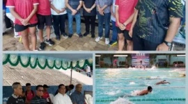 Keterangan foto : Atlet Renang Persatuan Olahraga Badan Intelijen Negara (PORBIN) yang tergabung dalam Rajawali Swimming Club memborong medali emas dalam ajang Kejuaraan Renang Antar Sekolah dan Perguruan Tinggi (KRAS-PT).
