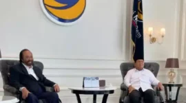 Keterangan foto : Ketua Umum NasDem Surya Paloh bertemu Ketua Umum Partai Gerindra Prabowo Subianto, Minggu (24/3/2024) 