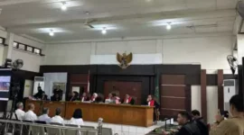 Keterangan foto : Sidang akusisi PT SBS di PN kelas I A Palembang, Selasa (25/3/2024) 