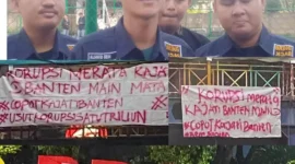Keterangan foto : Idan Wildan sekertaris jenderal Aliansi Badan Eksekutif Mahasiswa Banten Bersatu dalam keterangannya kepada wartawan kamis 9 mei 2024. 