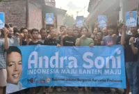 Keterangan foto : Gen Z Relawan Jokowi Bergerak Bersama Prabowo dukung Andra Soni Calon Gubernur Banten Kota Cilegon, Senin (26/5/2024)