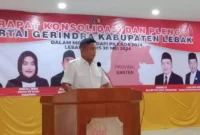 Keterangan foto : Ketua DPRD Banten, Andra Soni yang diusung sebagai Calon Gubernur Banten oleh DPC Gerindra Lebak, Jumat (1/5/2024)