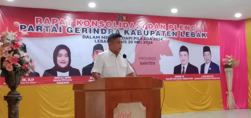 Keterangan foto : Ketua DPRD Banten, Andra Soni yang diusung sebagai Calon Gubernur Banten oleh DPC Gerindra Lebak, Jumat (1/5/2024) 