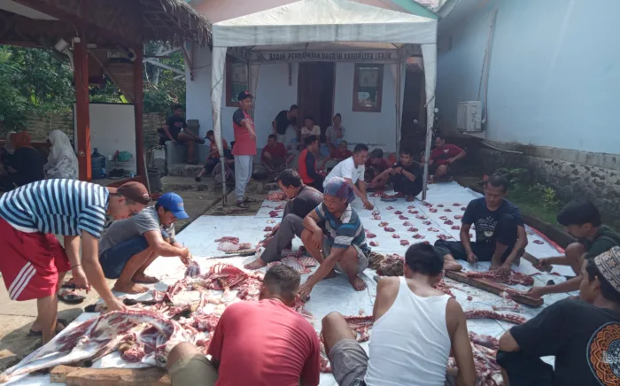 Di Hari Raya Idul Adha 1445 H Mesjid Nurul Al - Qorni GPO 2 Sembelih 1 Ekor Sapi dan 8 Kambing Kurban