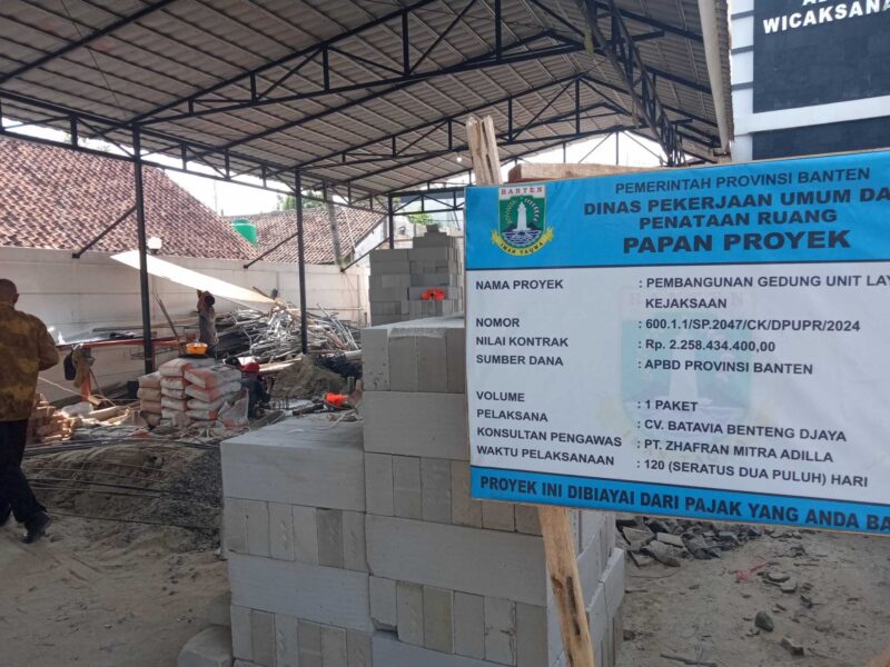 Keterangan Poto : Papan Informasi Pembangunan Rumdin Kajari Lebak Terpantau Sudah Dipasang.