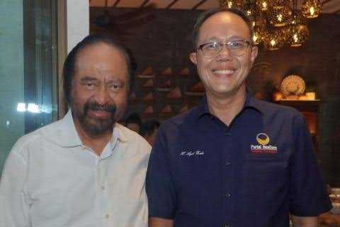 Keterangan Foto: Ketua Umum Partai Nasional Demokrat (Nasdem) Surya Paloh dan Ayep Zaki calon Walikota Sukabumi.