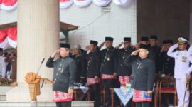 Keterangan foto : Upacara Peringatan kemerdekaan HUT ke- 79 RI di kantor Walikota Jakarta Utara, Sabtu (17/8/2024)