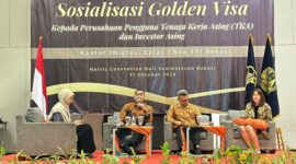 Kantor Imigrasi Kelas I Non TPI Bekasi gelar sosialisasi Golden Visa bagi perusahaan pengguna Tenaga Kerja Asing (TKA) dan investor asing di Harris Convention Hall, Jumat (11/10).