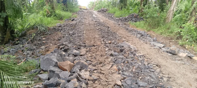 Foto: Program pemeliharaan dan pembangunan Jalan Usaha Tani (JUT) di Desa Cikeusik, Kecamatan Wanasalam, Kabupaten Lebak.