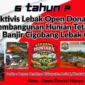Keterangan poto : Sebagai bentuk kepedulian dan keprihatinan kepada masyarakat korban banjir dan tanah longsor yang sampai saat iniasih tinggal di Huntara Cigobang LSM GMBI Distril Lebak Gelar Penggalangan Dinasi. (doksus)