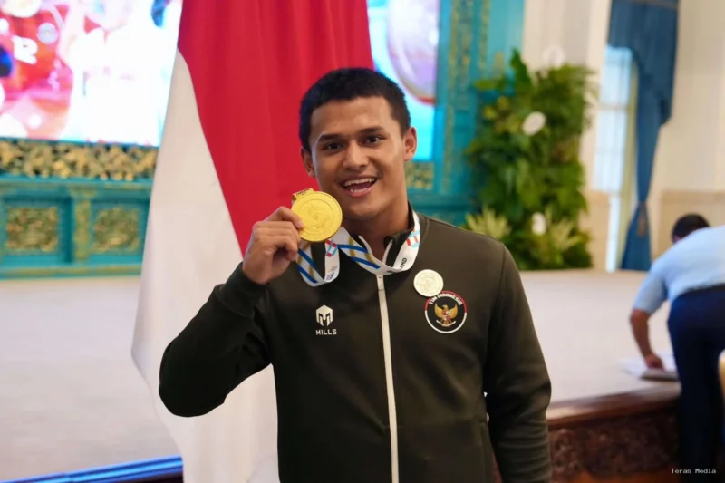 Keterangan foto : Atlit TNI peraih mendali emas, Minggu (12/1/2026)