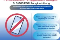 Keterangan poto : SMK PGRI Rangksabitung resmi terapkan pembatasan penggunaan Hadphone pada senin 2 Februari 2026 sesuai surat edaran Dindikbud Banten