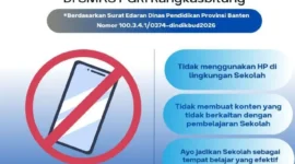 Keterangan poto : SMK PGRI Rangksabitung resmi terapkan pembatasan penggunaan Hadphone pada senin 2 Februari 2026 sesuai surat edaran Dindikbud Banten