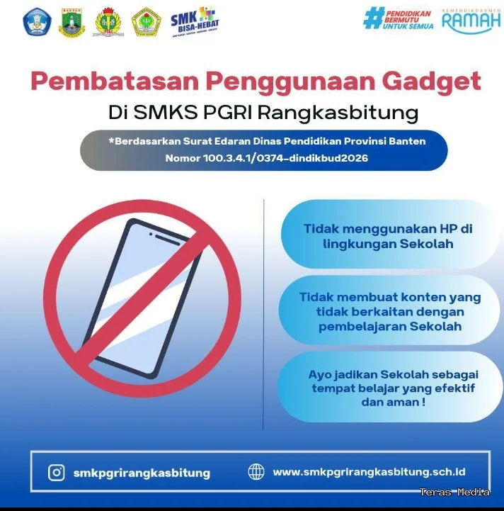 Keterangan poto : SMK PGRI Rangksabitung resmi terapkan pembatasan penggunaan Hadphone pada senin 2 Februari 2026 sesuai surat edaran Dindikbud Banten
