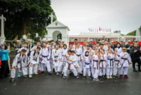 Atlet karate hadiri acara serah terima kawal istana Minggu 08/02/2026