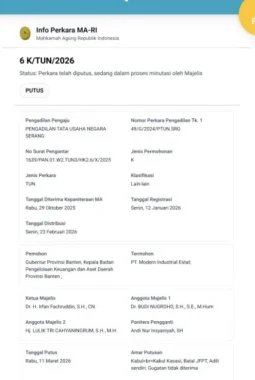 Kalahkan Swasta, Kejati Banten Menangkan Sengketa Lahan Rp1 Triliun