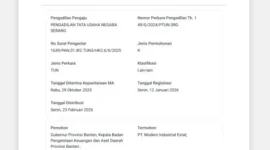 Keterangan foto : Putusan yang dibacakan pada Rabu, 11 Maret 2026 lalu, dengan Nomor Putusan 6 K/TUN/2026 ini secara hukum menegaskan bahwa kawasan tersebut adalah aset sah milik Pemerintah Provinsi (Pemprov) Banten yang telah beralih fungsi menjadi kawasan industri, Sabtu (11/4/2026)