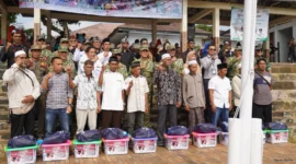 Keterangan foto : Kepala Staf Teritorial (Kaster) TNI melakukan kunjungan kerja dalam rangka syukuran pembukaan Karya Bakti Skala Besar (KBSB) serta meninjau langsung pelaksanaan TMMD, Minggu (5/4/2026)