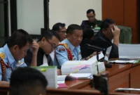 Keterangan foto : Proses persidangan perkara dugaan korupsi proyek pengadaan user terminal satelit slot orbit 123 BT di lingkungan Kementerian Pertahanan (Kemhan) yang melibatkan PT Navayo International AG kembali digelar, Kamis (7/4/2026)