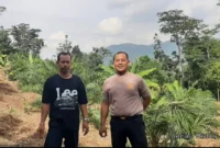 Keterangan poto : Bendahara umum ormas Jayagati Banten bersama Kapolsek Leuwidamar saat menijau lokasi Penanaman Jagung program tumpang sari