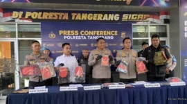 Kapolresta Tangerang, Kombes Pol Andi Muhammad Indra Waspada Amirullah saat konferensi pers