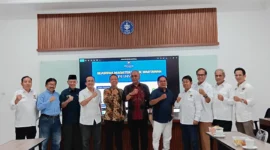 Persatuan Wartawan Indonesia (PWI) Pusat dan Institut Pertanian Bogor membahas rencana kerja sama program beasiswa S 2 bagi wartawan dalam pertemuan yang berlangsung di Ruang GSC 1, Gedung GSC, Kampus IPB University Baranangsiang, Bogor, Selasa 2 Juni 2026