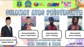 Keterangan poto : Tiga SMAN 2 Maja Peraih medali dalam ajang lomba O2SN tingkat Kabupaten Tahun 2026