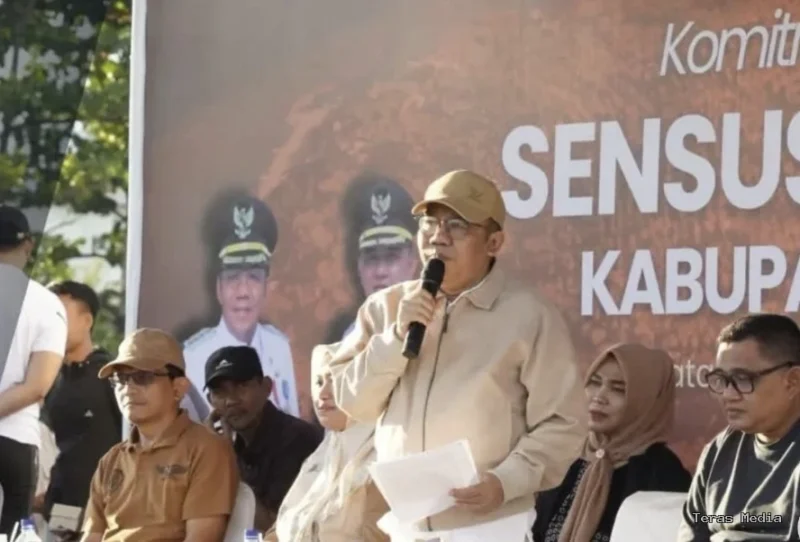 Bupati Lombok Utara, Najmul Akhyar, saat meresmikan pencanangan kegiatan pendataan ekonomi nasional itu pada Minggu (21/6/2026) pekan kemarin.