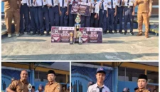 Keterangan poto : Kepala Sekolah SMPN 3 Rangkasbitung saat berpoto bersama tim Futsal beserta Pelatih dan opicial peraih juara 2 Turnamen Futsal Kapolres Cup antar pelajar tahun 2026